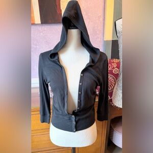 BARGAN BASEMENT!! Gap Women's SZ M Black Hooded cardigan